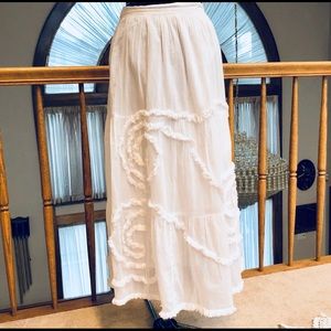 White Maxi Skirt with White Appliqués